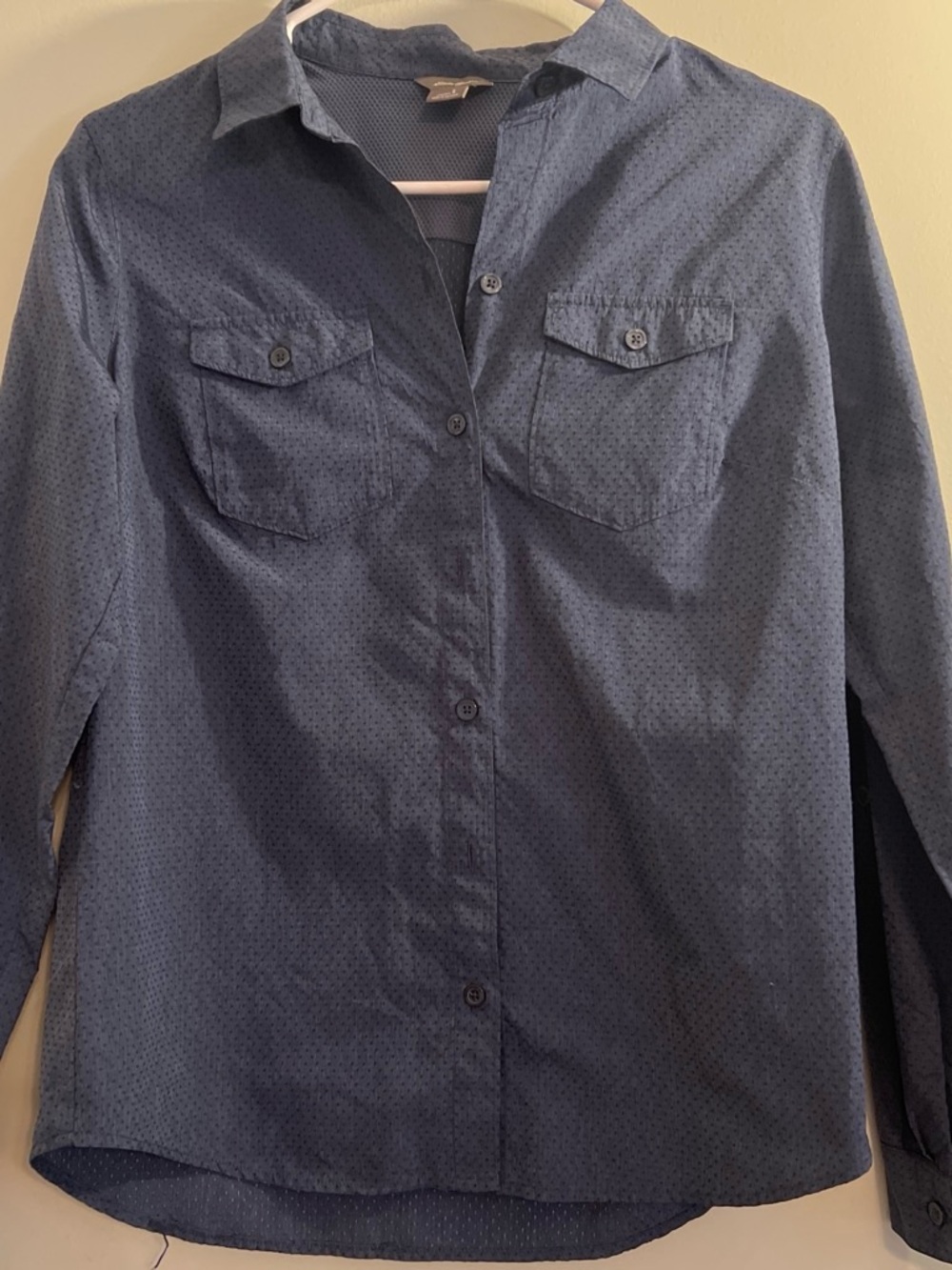 Eddie Bauer Navy Microdot Button-Down Shirt